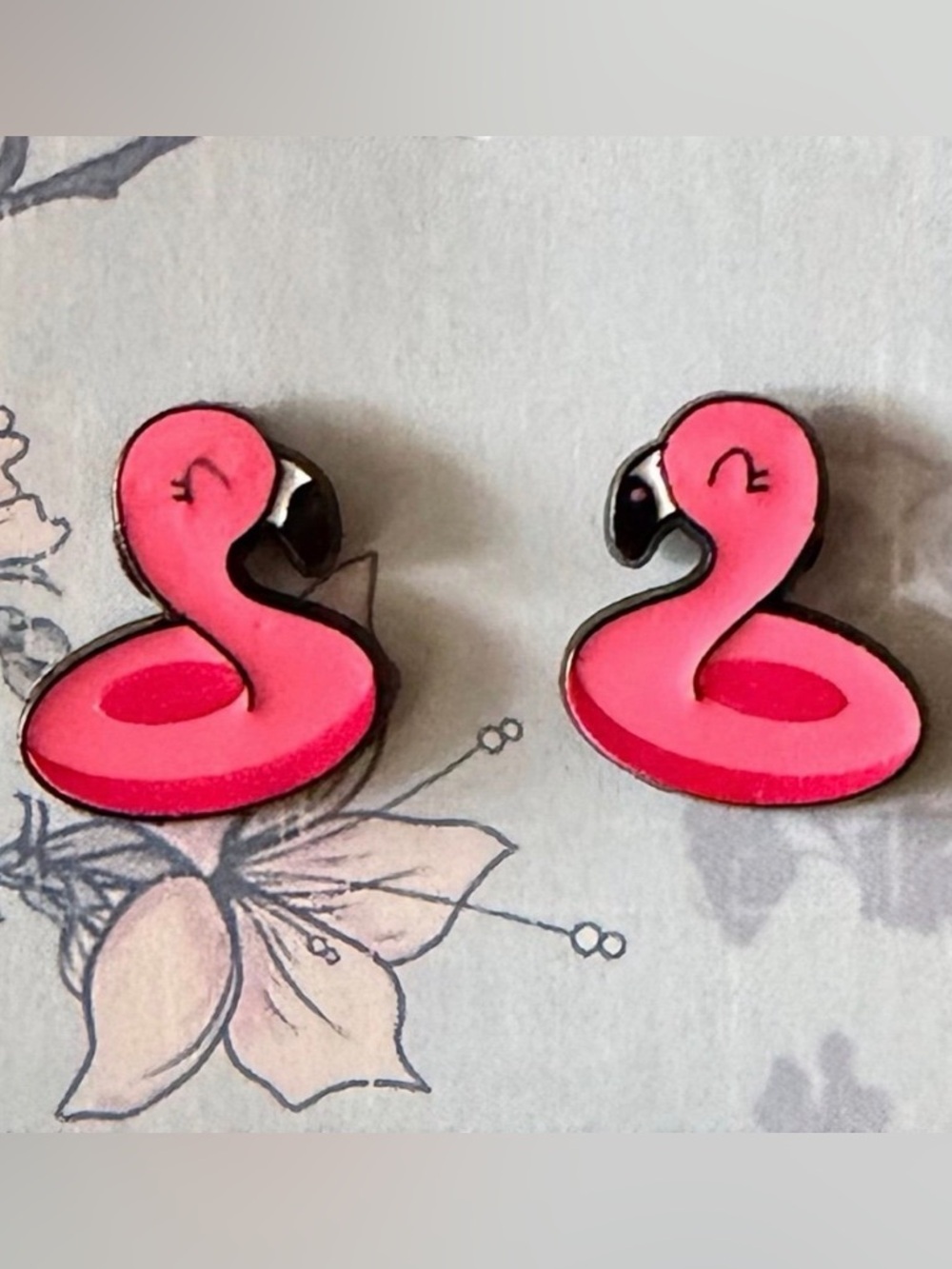 Pink Flamingo Swim Ring Pool Floaty Stud Earrings 🦩